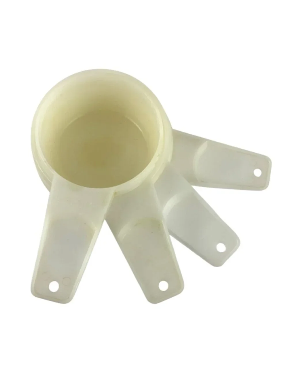 Vintage Tupperware Sheer White Plastic Measuring Cups Set Of 4 USA 1/3 to 1 cup